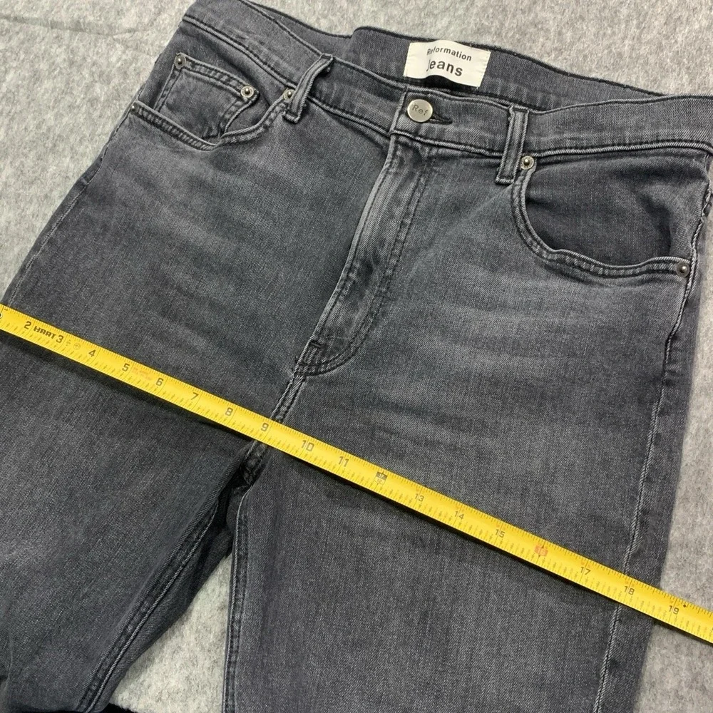 Reformation Jessie High Crop Boot Jeans Redondo Wash Black Frayed Hem - Size 30